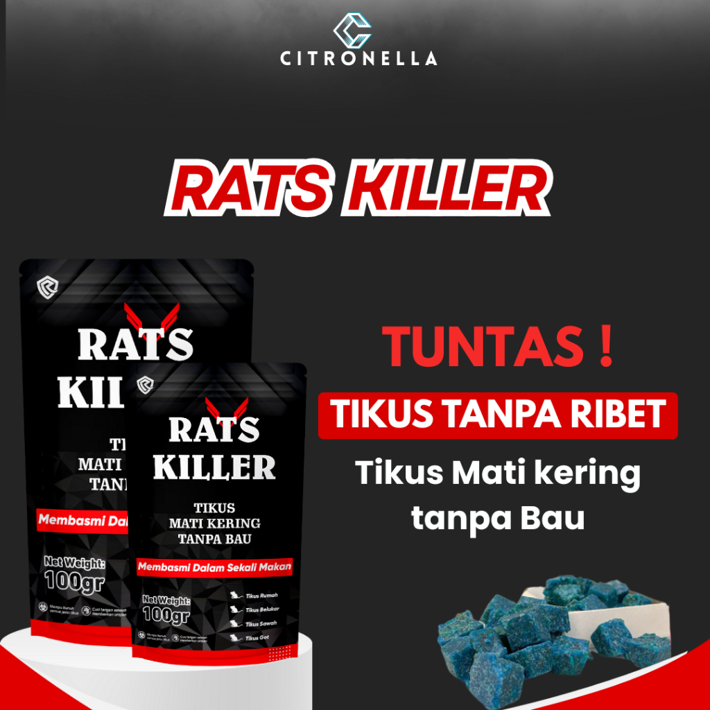 RatKiller Rat Killer Racun Tikus Mati Kering Tanpa Bau / Umpan Rat killer Pembasmi Tikus