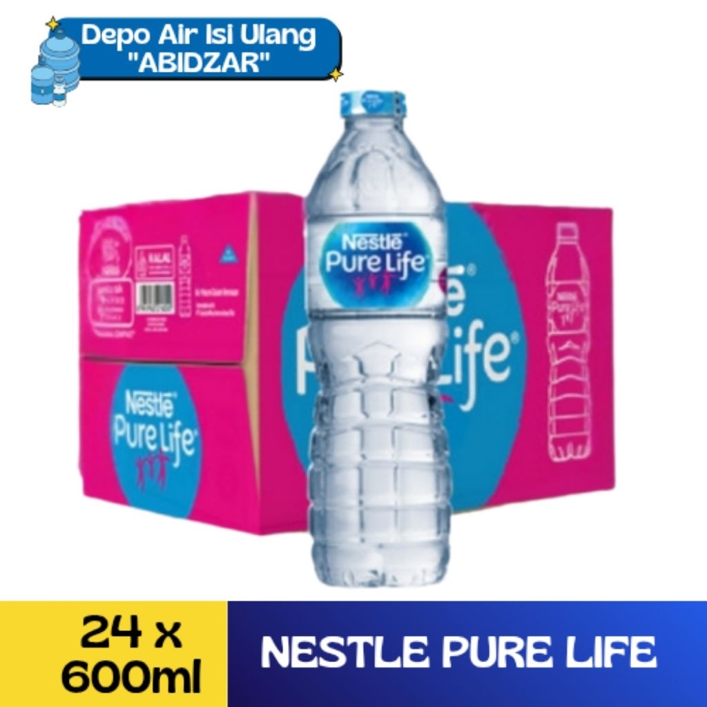 NESTLE PURE LIFE BOTOL 600ML / AIR MINUM NESTLE / NESTLE PURE LIFE AIR MINERAL BOTOL 600ML