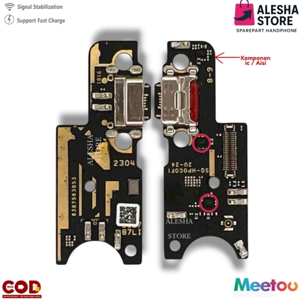 Flexibel Charger + ic FOR XIAOMI POCOPHONE F1 ORIGINAL 1:1 + MIC Full Komponen Aisi -  Connector Car