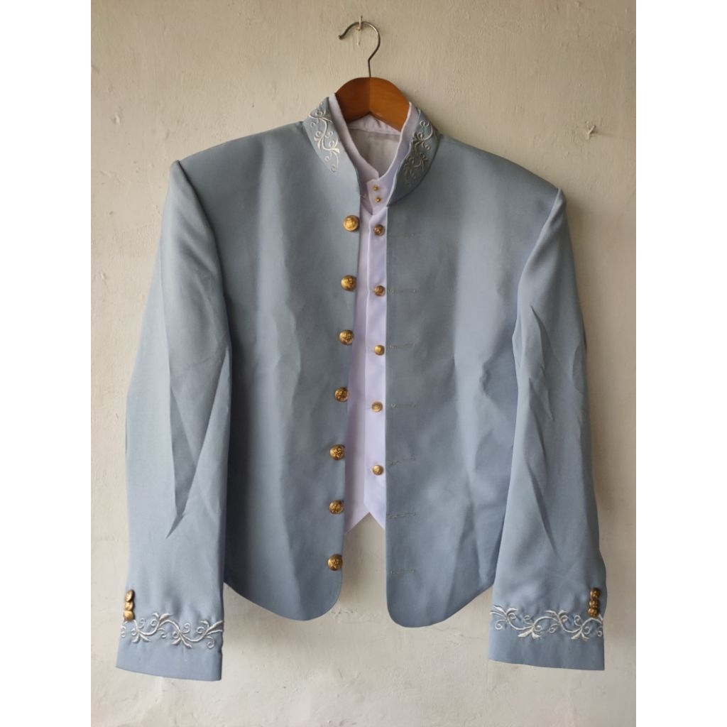 Beskap Jawa Bapak SIZE LLL (L3) (Abu Muda Kerah Bordir)