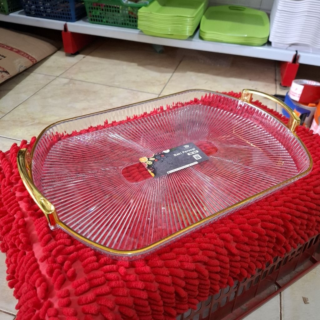 Nampan saji akrilik/baki tanpa tutup/wadah makanan