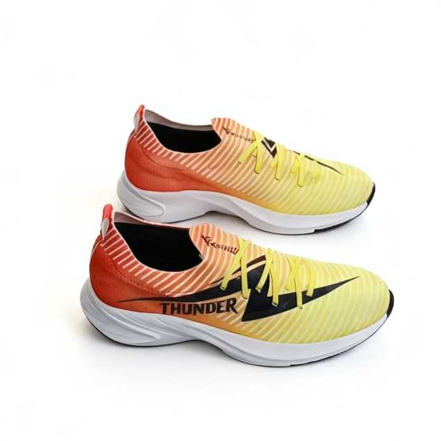 SEPATU AZERO RUNNING THUNDER Oren Kombinasi  Kuning Size 37-44 (Free Kaos Kaki)