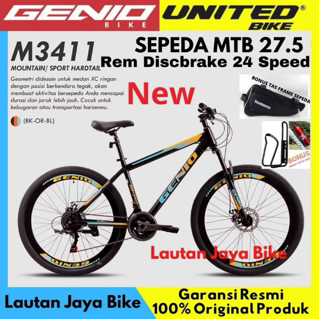 Sepeda Gunung 27.5 MTB GENIO M349 M3411 Sepeda Gunung New