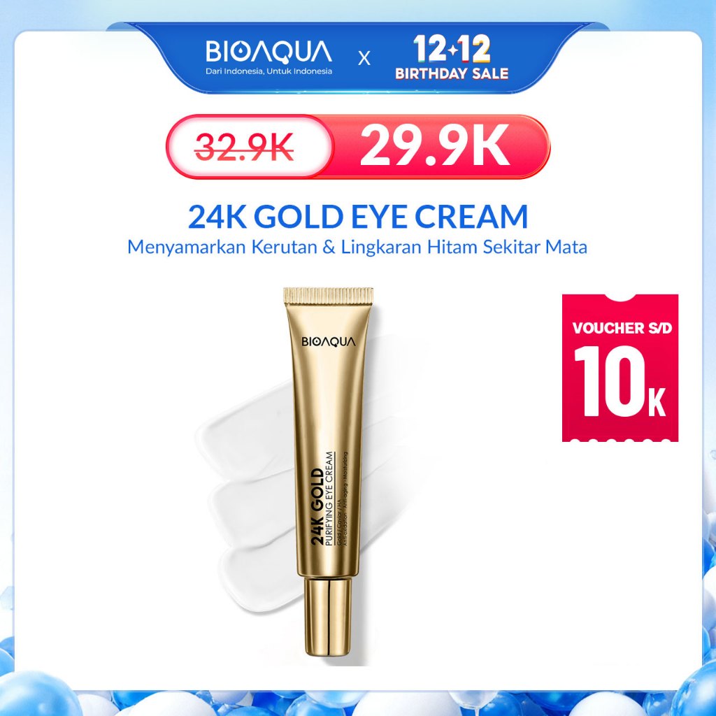 BIOAQUA 24K Gold Purifying Eye Cream Eye Serum Moisturizing Serum Mata Panda 15g to Mengurangi Garis