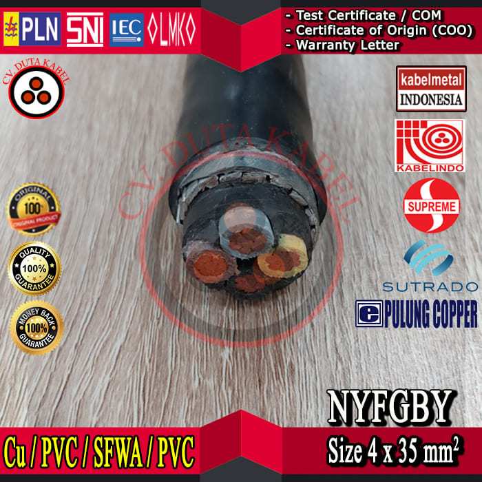 Kabel NYFGBY 4x35 mm2 MERK KABELMETAL (KMI)/SUPREME/KABELINDO/SUTRADO/PULUNG/4x35 mm2