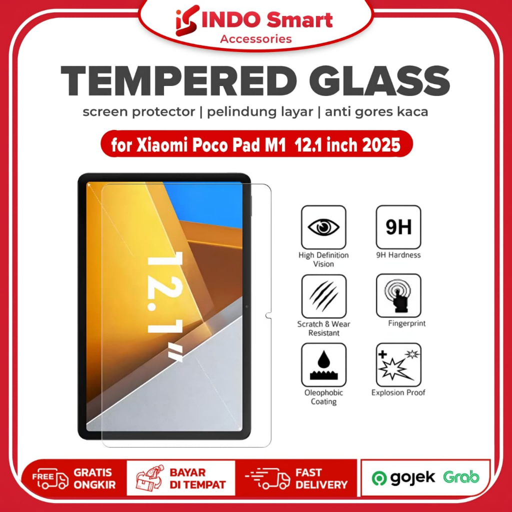 Anti Gores Xiaomi Poco Pad M1 12.1 inch 2025 Tempered Glass Kaca Screen Guard Protector Tablet Pelin