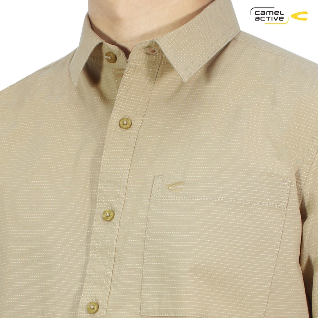 camel active Men's Oxford Poly Dots Short Sleeve Shirt