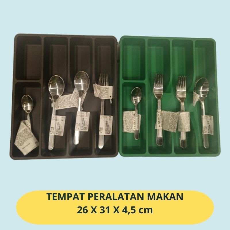 Cutlery Tray Kitchen Drawer Organizer Tempat Sendok Garpu Sekat Laci Peralatan Dapur Plastik