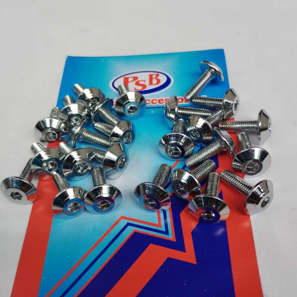 BAUT VISOR NMAX/BAUT BODY XRIDE STAINLES/CHROME ISI 25 PCS KUNCI L