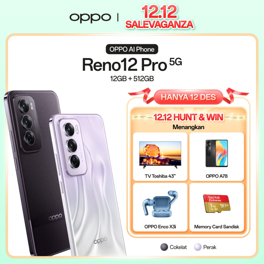 OPPO Reno12 Pro 5G 12/512GB [AI Portrait Expert, 80W SUPERVOOC 5000mAh, All-Round Armour, AI LinkBoo