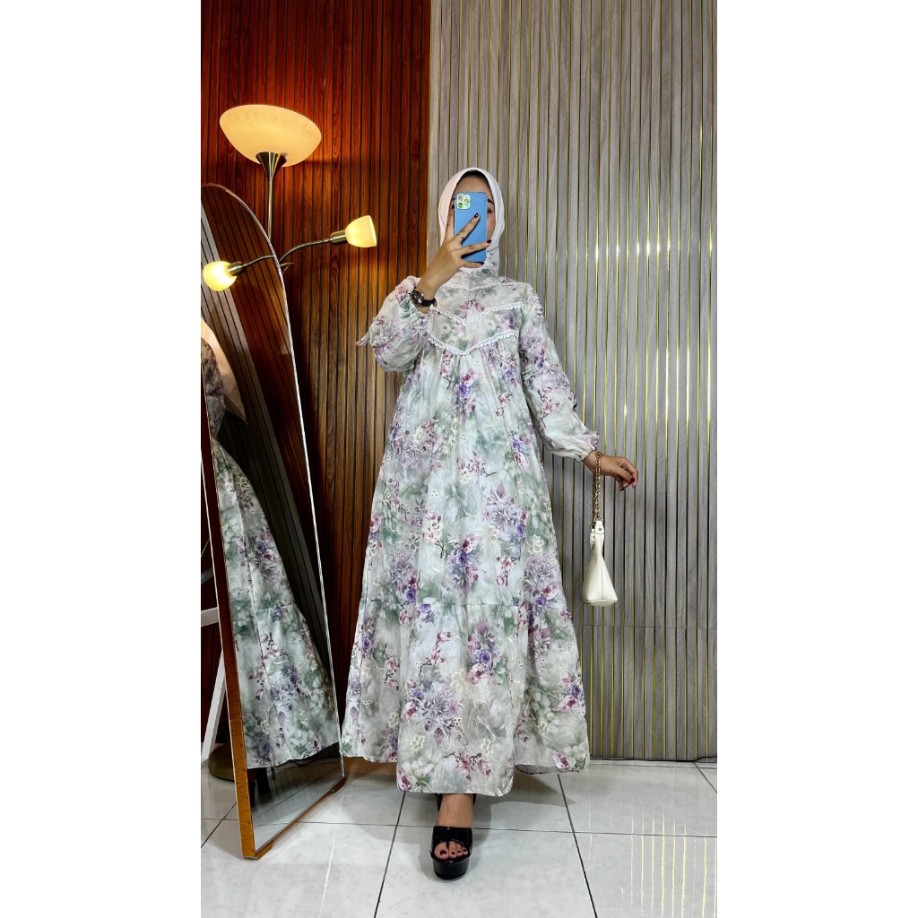 Mahira Gamis Katun bolong full furing busui frendly