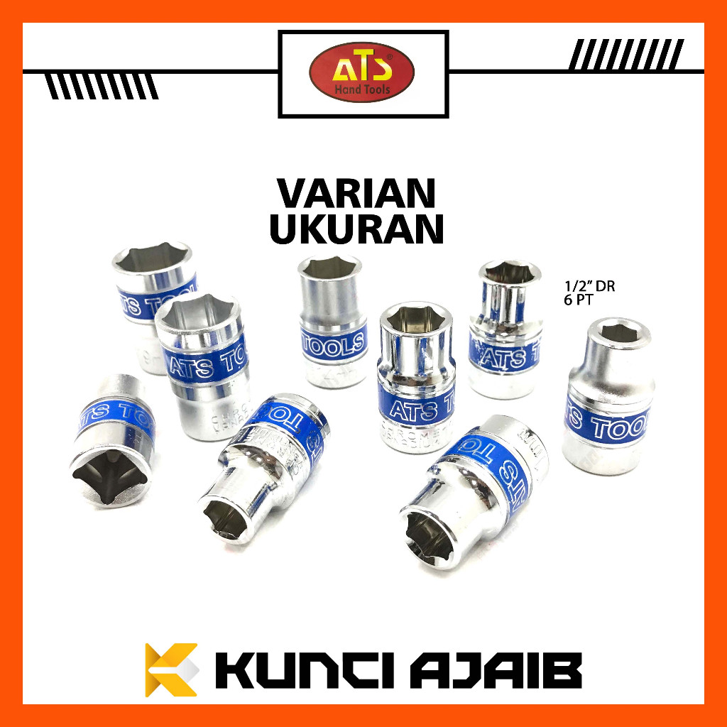 ATS Mata Sok 1/2 inch 6 PT 8 9 10 11 12 mm - Kunci Sock Socket