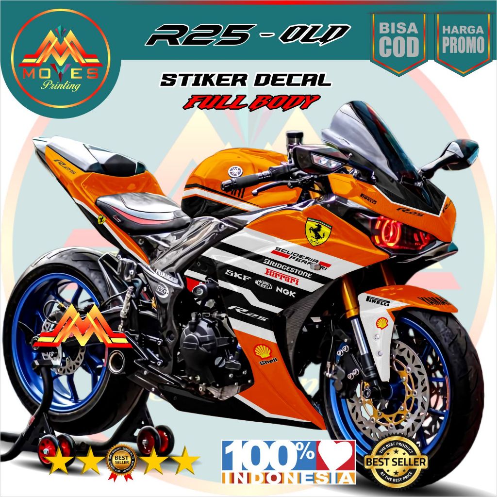 Stiker yamaha R25 old full body- stiker decal R25 old full body motif baru