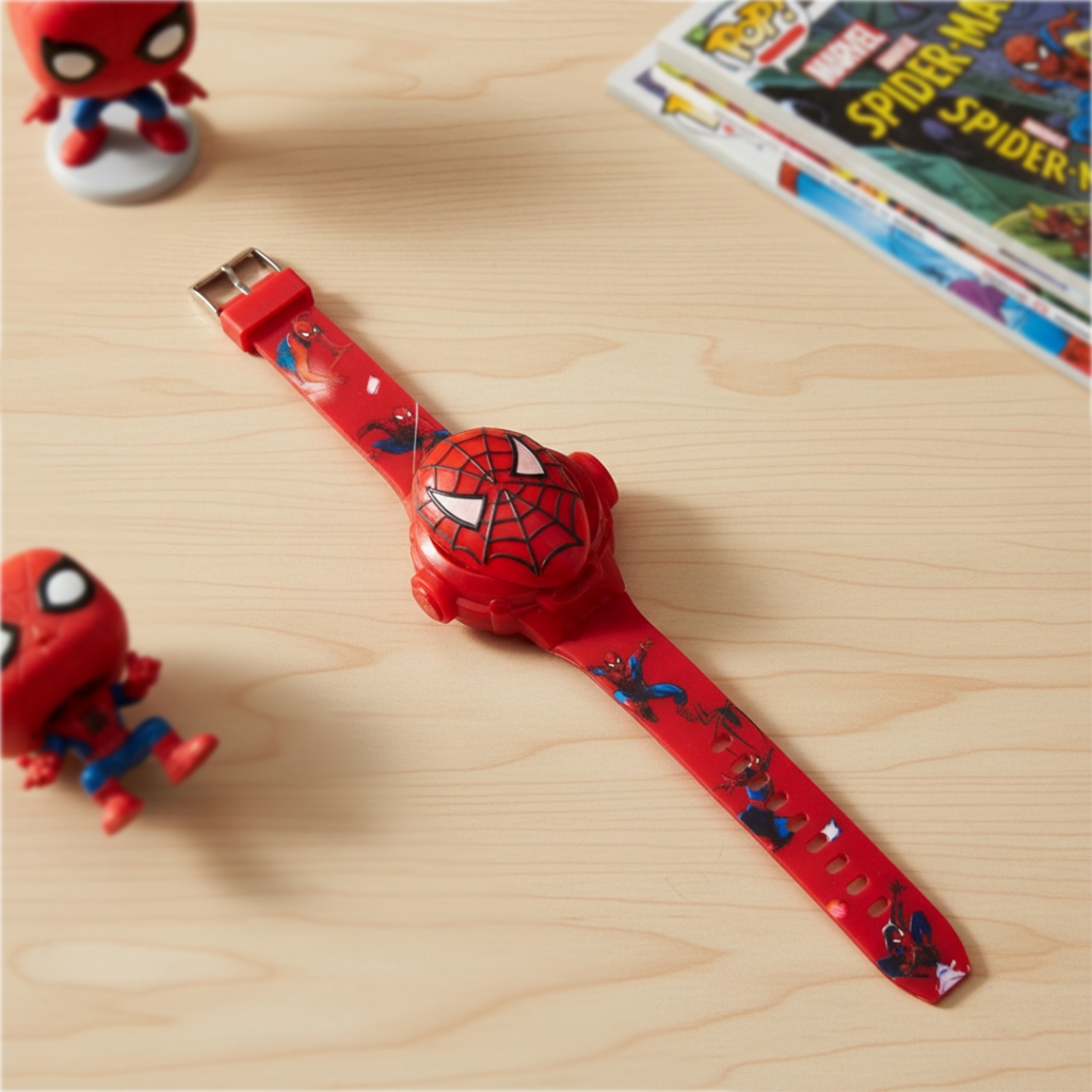 Jam Tangan Laser Spiderman - Jam Tangan Anak Spiderman – Laser & Lampu Nyala Keren - Mainan Jam Tang