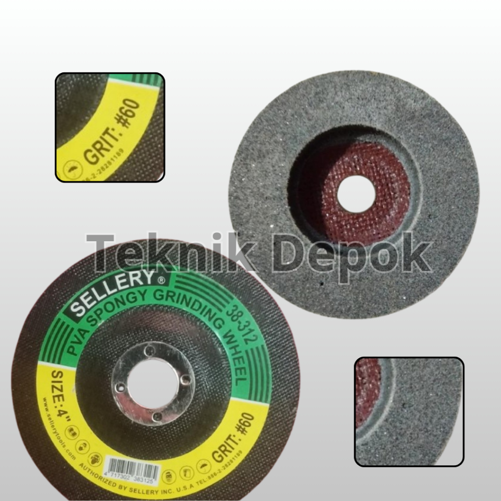 PVA Spongy Grinding Wheel Grit 60 Sellery Gurinda Spons Batu Gerinda Poles 4 inch Grade #60 Diameter