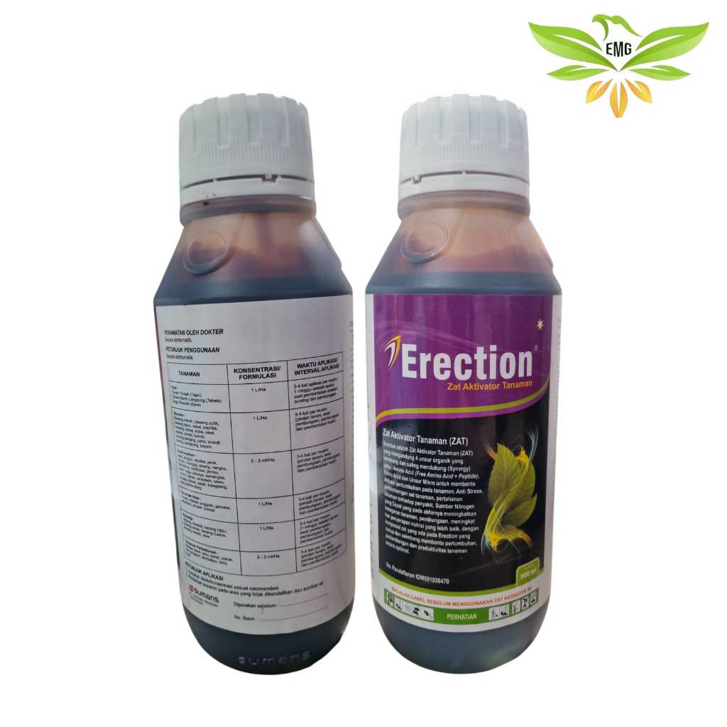 pupuk cair ERECTION 900ml zat aktv tanaman ZAT bayer asam amino asam fulvat unsur mikro