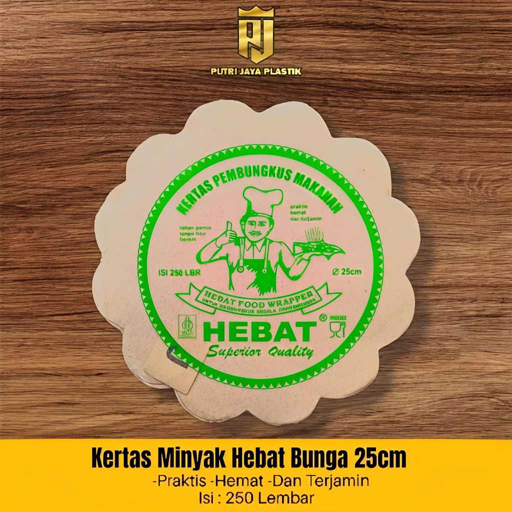 Kertas Nasi Bunga Ukuran 28x28cm isi 250lembar Diameter 25x25cm Coklat Kembang Bulat Kertas Nasi Ben