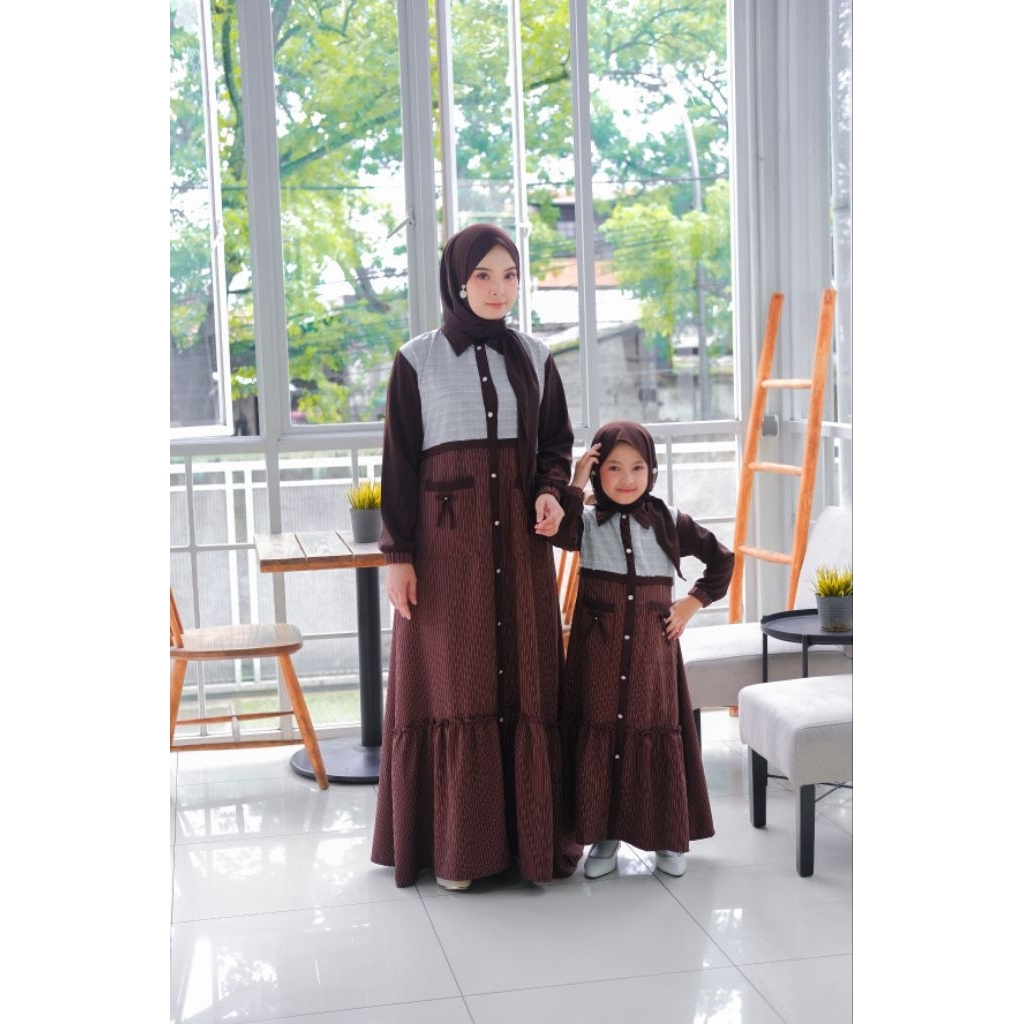 Gamis Couple Ibu dan Anak Model Kekinian 2026 Baju Lebaran Terbaru untuk Pasangan ibu dan anak / gam