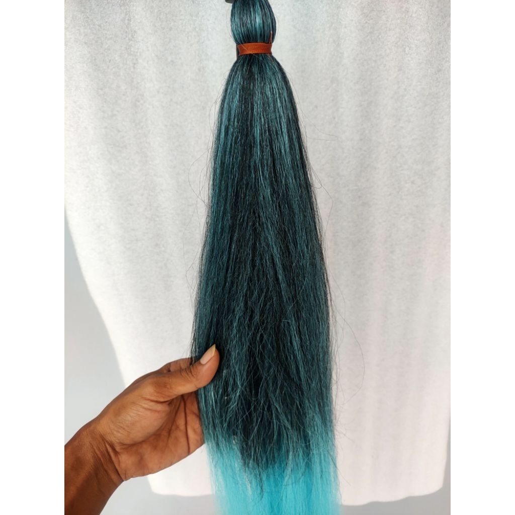rambut cemara ombre ombre mix warna biru muda ukuran 70cm