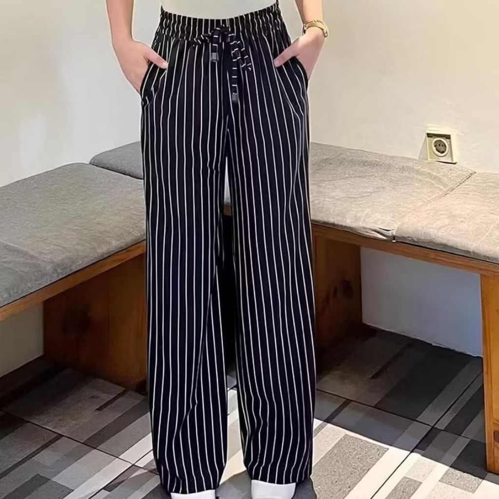 Celana Knitt Salur Kekinian / Celana Kulot Salur / Celana Wanita Salur