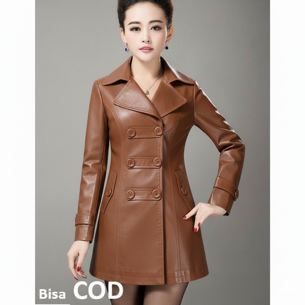 Jaket kulit asli wanita WARNA coklat terbaru Jaket Kulit Cewek Kekinian Korean Style Murah Berkualit