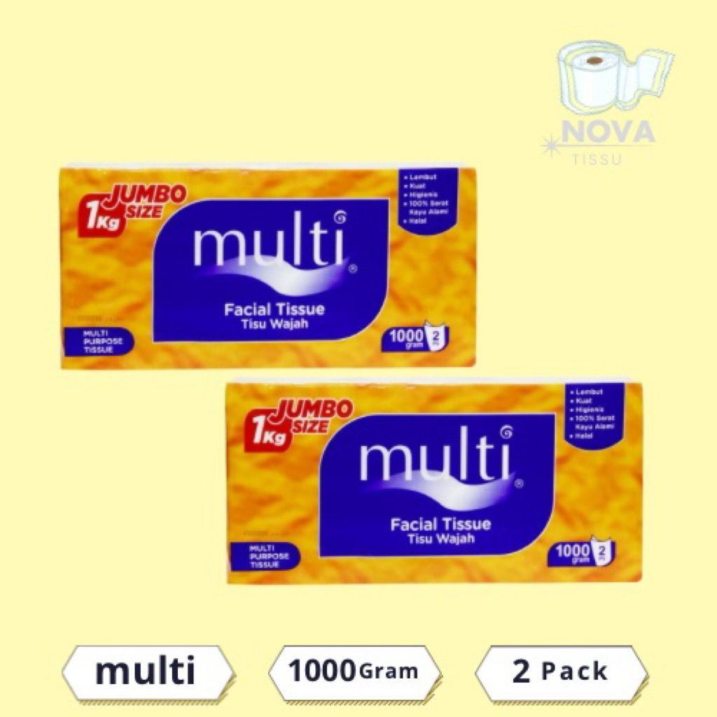 Multi 1000 gram Tissu Jumbo 2 pack Facial tisu