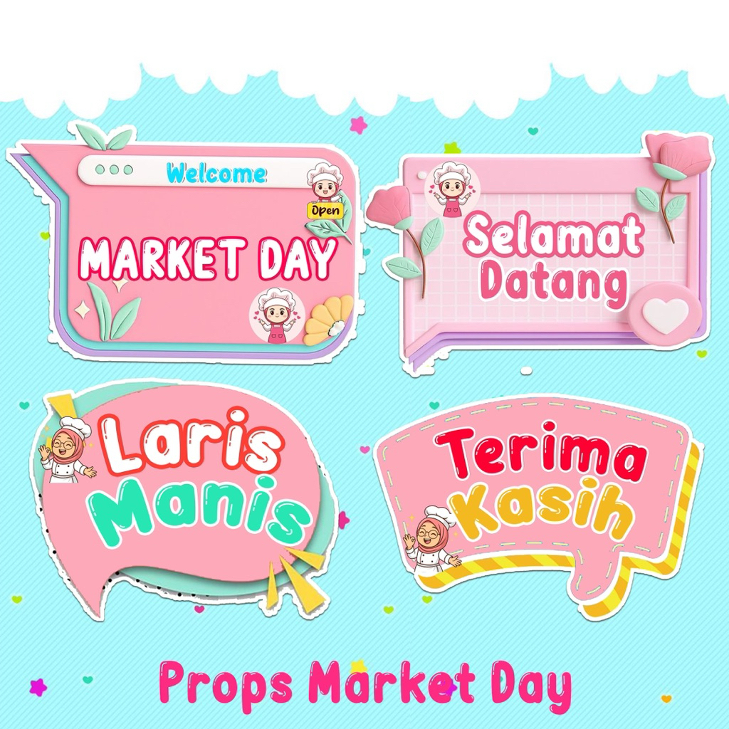 MARKET DAY PROPS DAN BUNTING FLAG PROPERTI FOTO ACC MARKET DAY DEKORASI PHOTOBOOTH