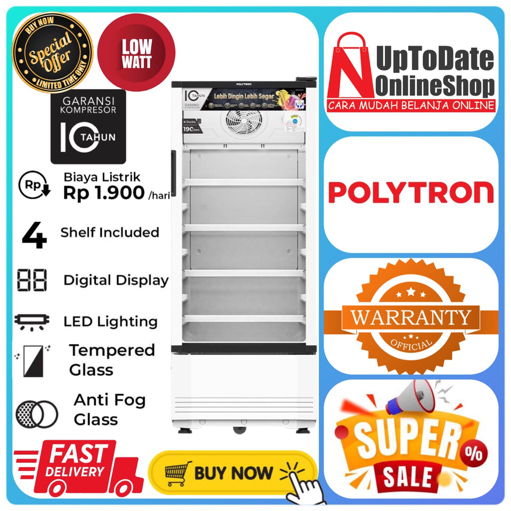 SHOWCASE POLYTRON SCN-190 SCN190 SCN 190 SUPER LOW WATT 190L ANTI FOGGING POLYTRON SHOWCASE CHILLER 