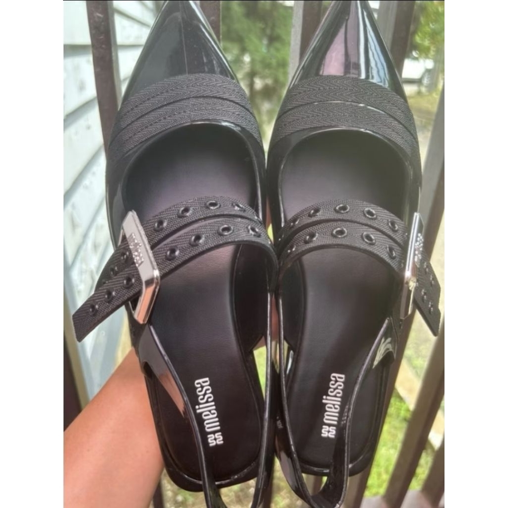 Melissa black party flat shoes size 40
