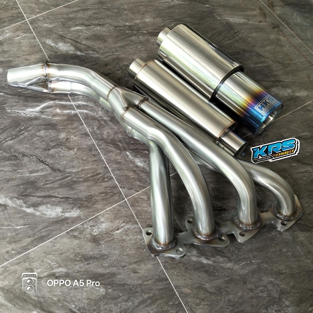 satu set header mobil Feroza tipe 421 panjang monel Muffler HKS gronel biru