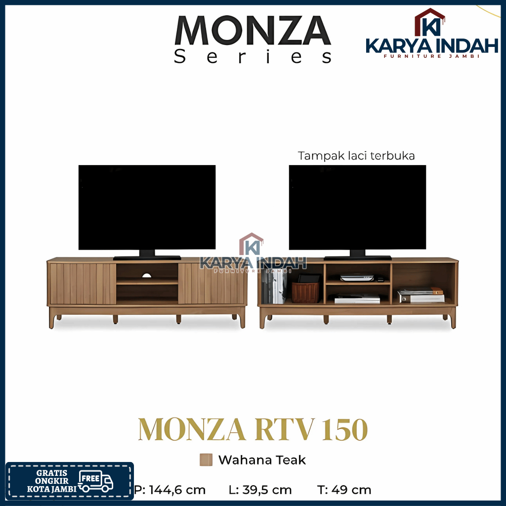 Rak TV AVANTI MONZA RTV 150 - Lemari Bufet TV MEWAH Motif KAYU NATURAL Modern Minimalis