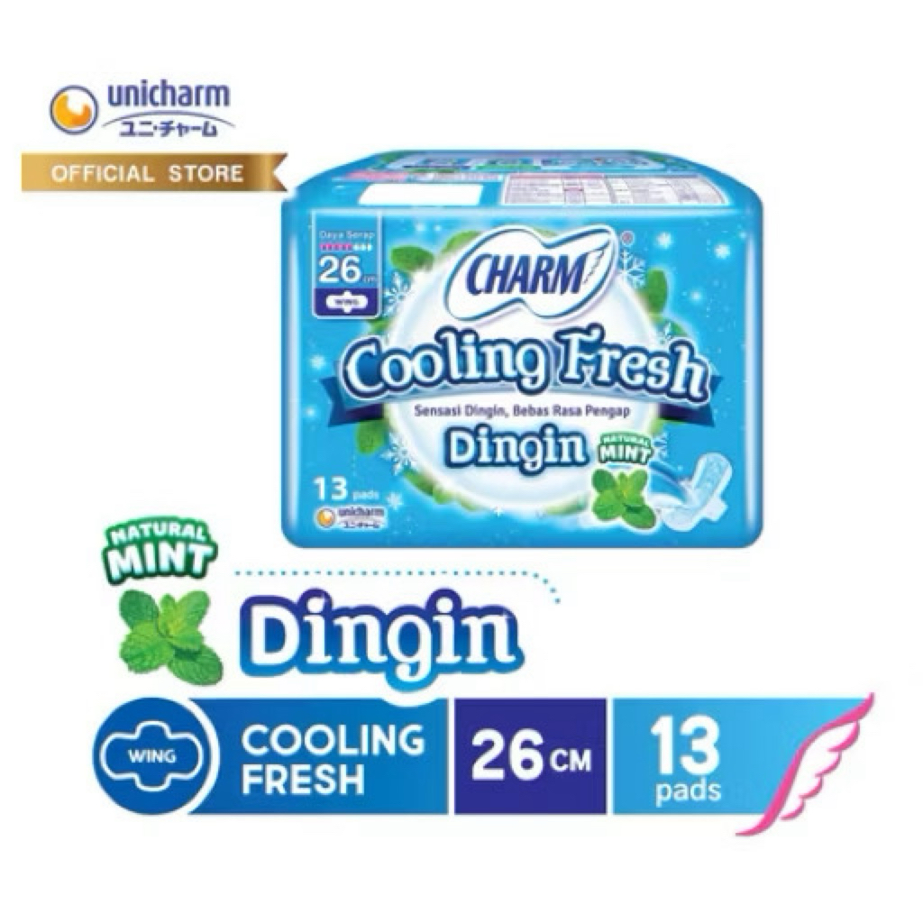Charm pembalut cooling fresh 26 cm isi 13 pad