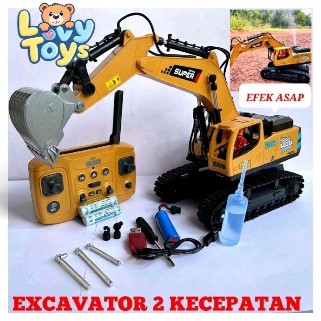Excavator RC Alloy 16chanel spray Remot Control Excavator Besar Jumbo