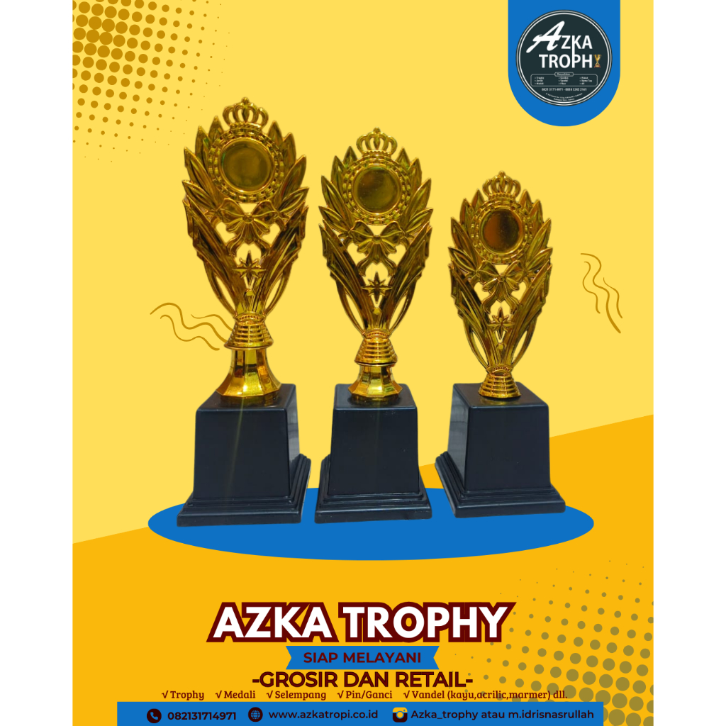 Azka Trophy Tropi Piala Kaki 2 Kayu Piala Set Murah Kualitas Bagus Custom