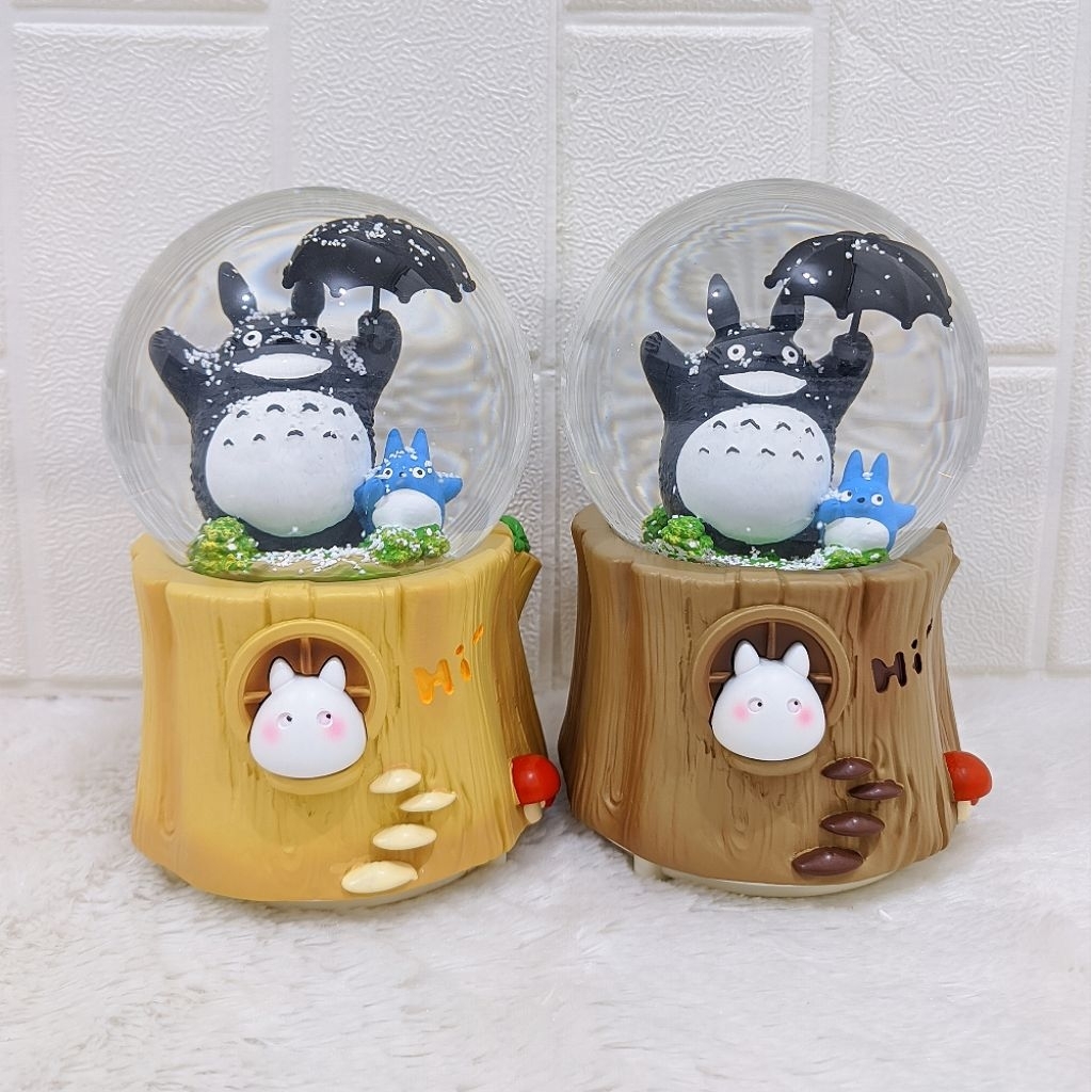 FITUR LENGKAP / Snowball Pajangan Bola Kaca Musik Box Totoro XL (100)+ Lampu Salju Otomatis Bergerak