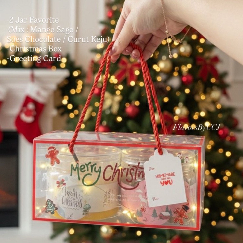 Hampers Natal Crystal Luxe Box | Mango Sago / Telur Gabus Keju / Soes Chocolate Premium