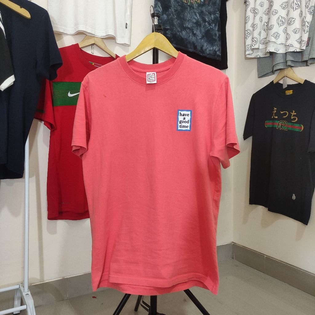 Kaos HAGT Have A Good Time Peach Blue Frame Size M