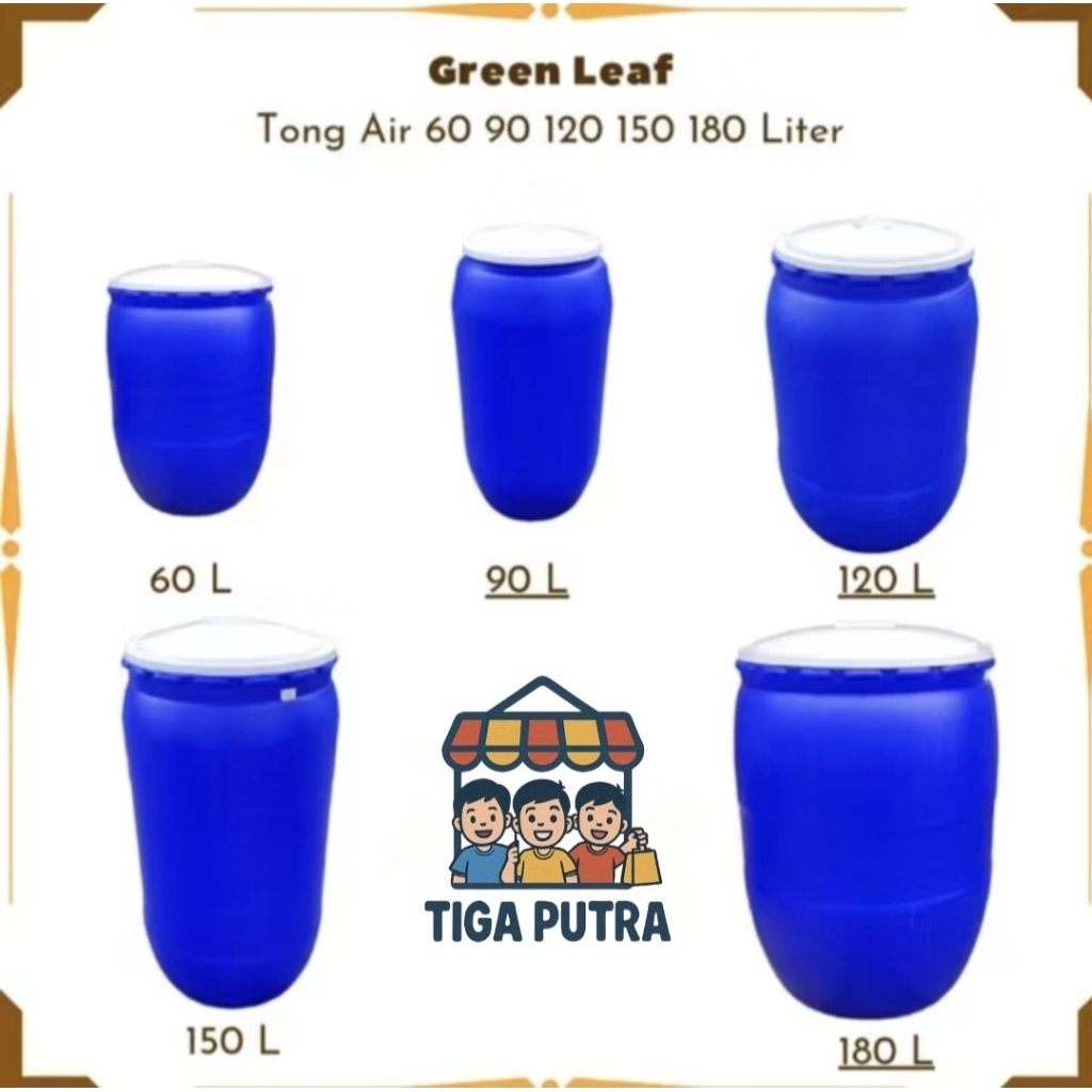 Tong Air Green Leaf 60 90 120 150 180 Liter Tong Air Bulat Gendut / Tong Air / Gentong Air Plastik