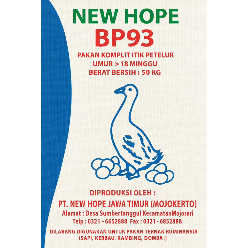 BP93 Pakan Jadi Bebek Petelur Pakan Itik New Hope BP93 1 Karung 50Kg