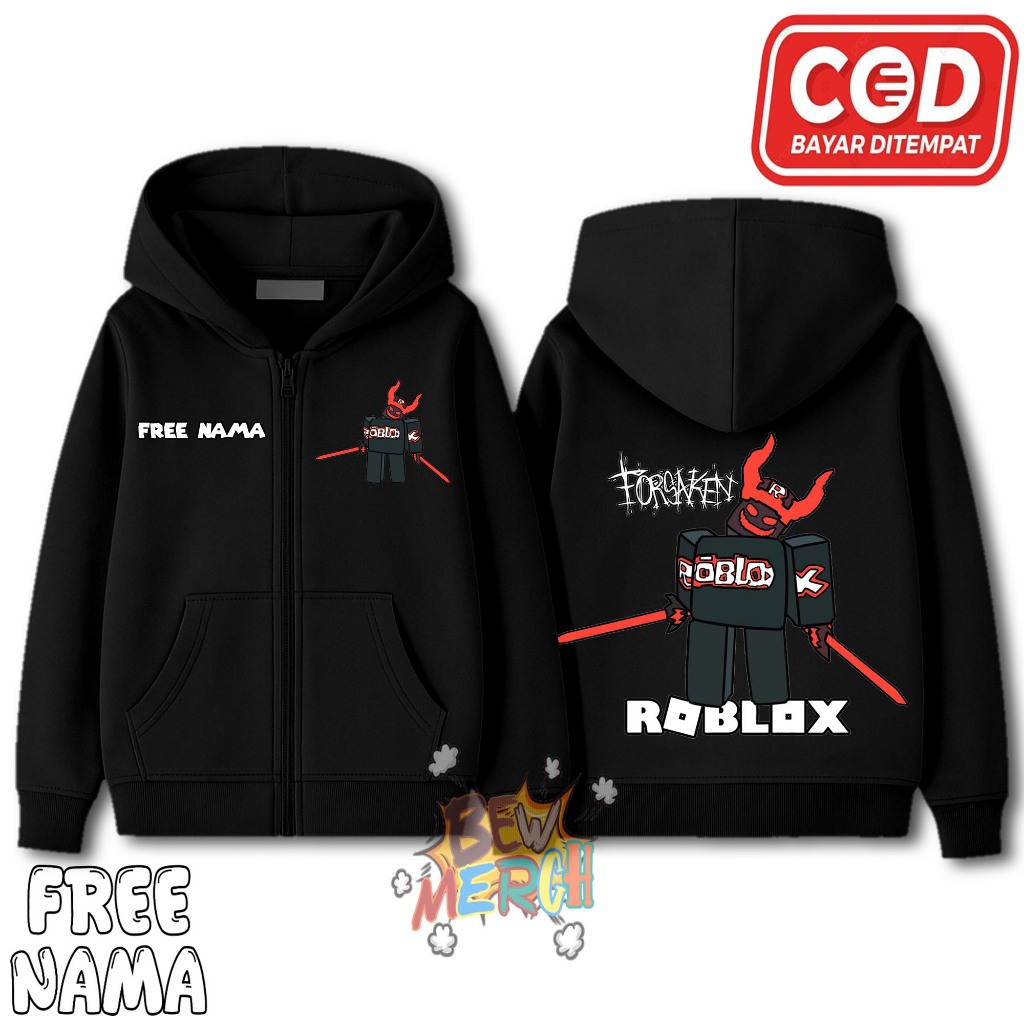 Jaket Hoodie Zipper Anak Roblox Forsaken / Jaket Anak Resleting Roblox Forsaken / Free Nama
