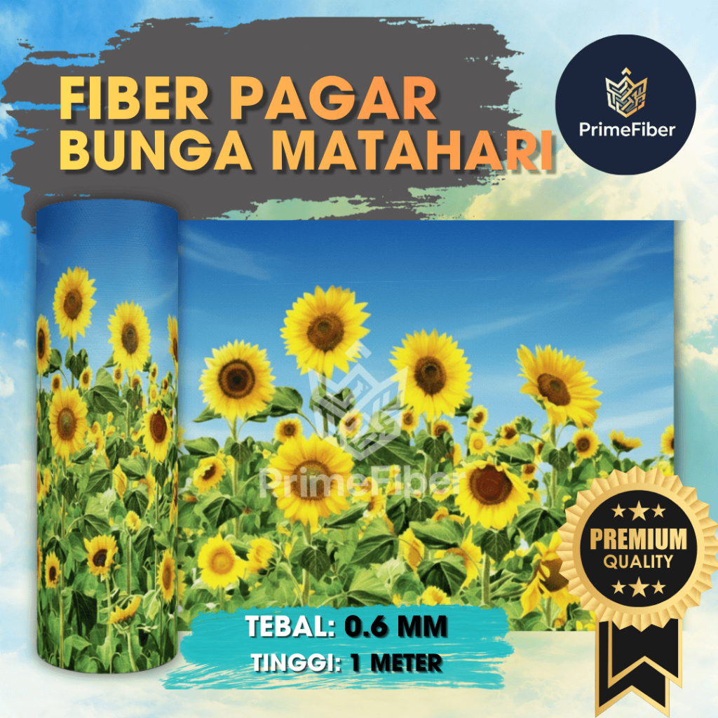 Fiber Pagar Motif Bunga Matahari -  Ketebalan 0.6 mm | Fiber Plastik Penutup Pagar Sunflower Tekstur