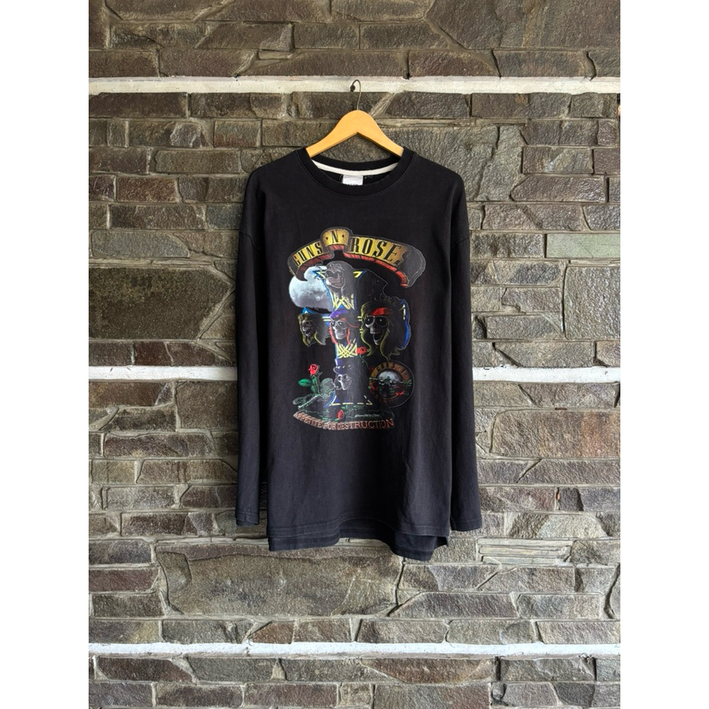 Acon • Guns N Roses Long Sleeve Heavyweight Cotton Tee / Kaos / Tshirt Size Free Tall fit XL (76x60c