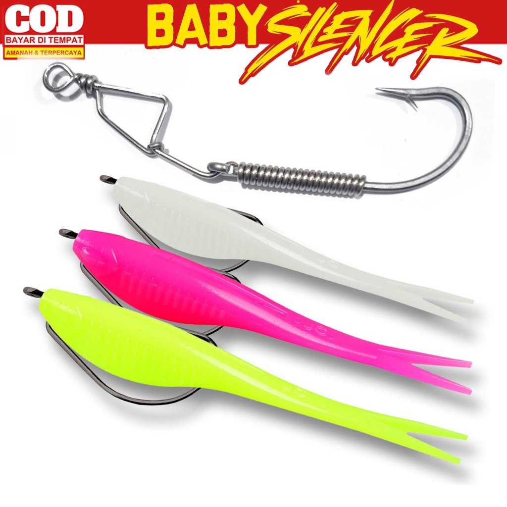 Softlure Baby Silencer 12cm Johncoo Mata Kail Wormhook Jerkbait WTD Umpan Pancing Gabus Toman