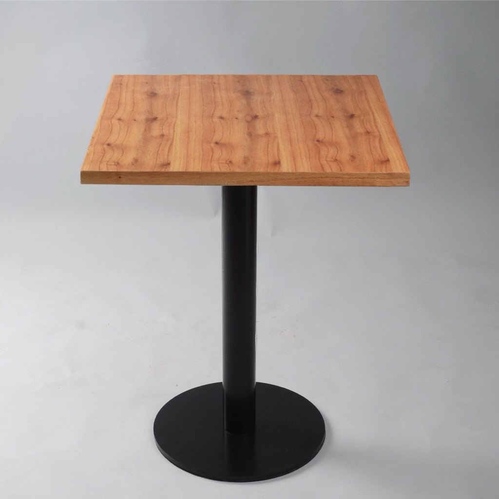 meja cafe kayu jati minimalis kaki besi / meja cafe kaki besi / meja makan kotak kaki besi meja kayu