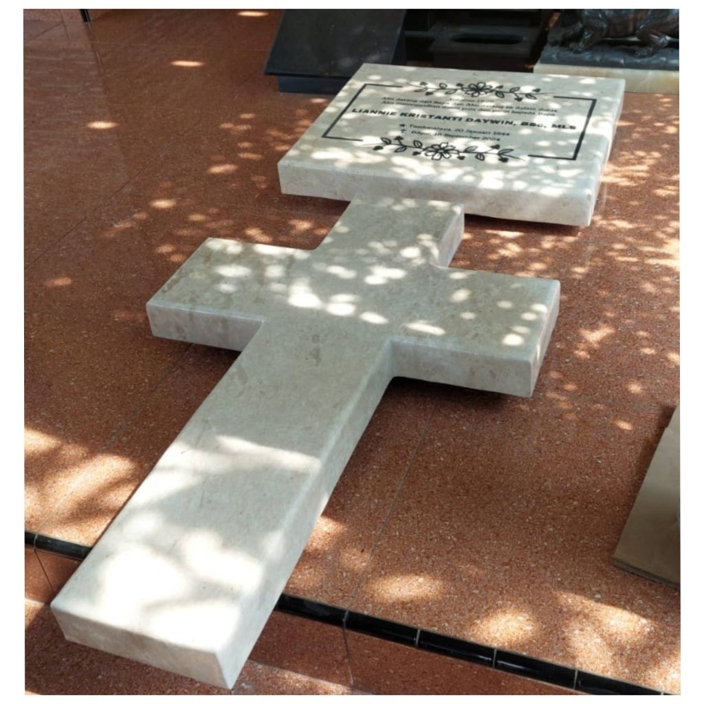 Nisan Makam Kristen Marmer + Salib ( bisa custom )