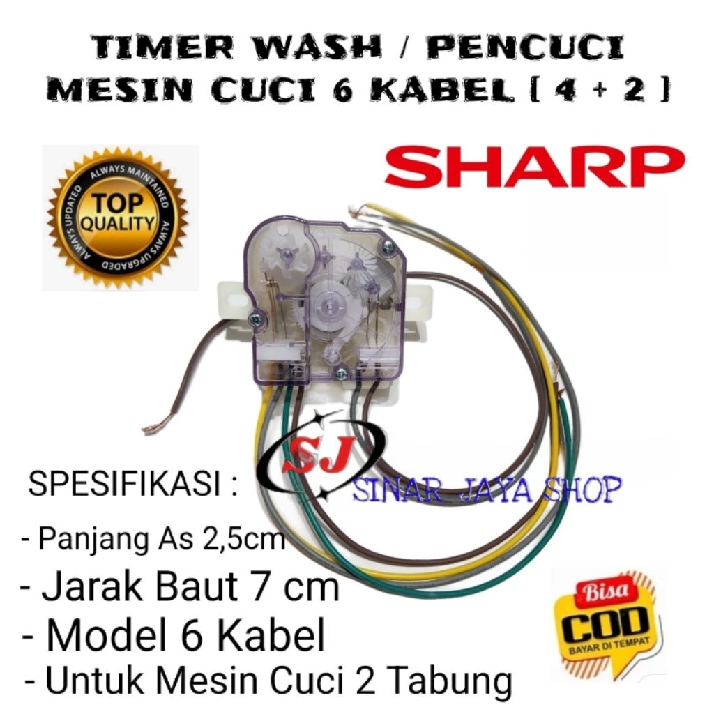 TIMER WASH 6 KABEL MESIN CUCI SHARP 2 TABUNG - TIMER MESIN CUCI SHARP 6 KABEL
