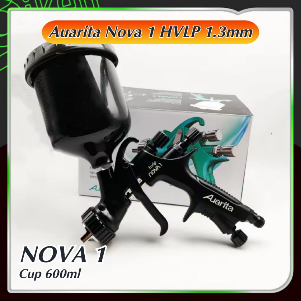 Auarita Nova 1 Spray Gun HVLP Space Black 1.3mm Cup 600ml Original