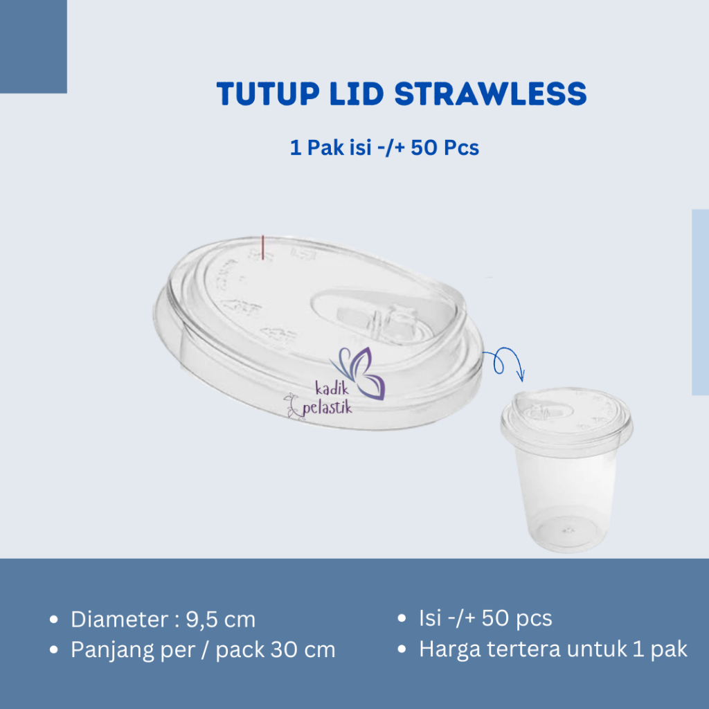Tutup Gelas Plastik Strawless Lid Tiptop / Tutup Gelas Plastik Anti Tumpah Bening
