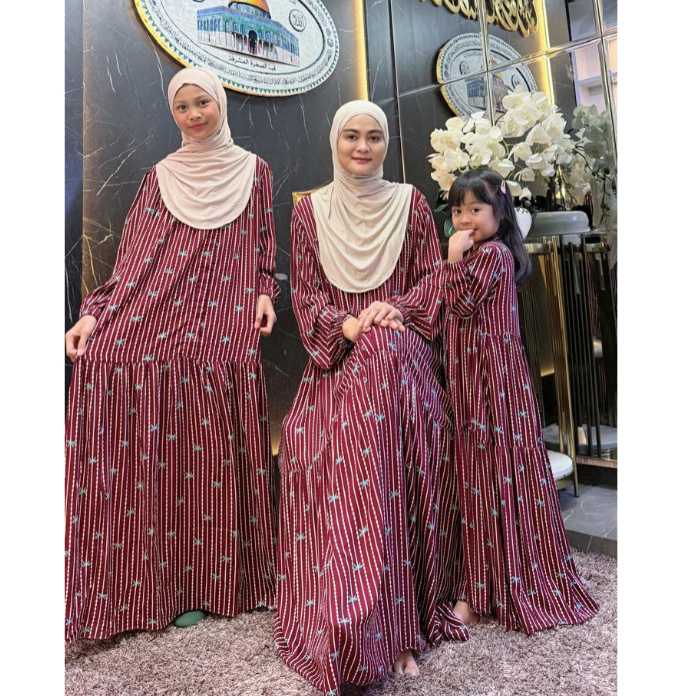 Gamis ELIS ALL SIZE Couple Mom And Kids Baju Kembar Bunda Dan Anak Perempuan Gege Couple Clothing