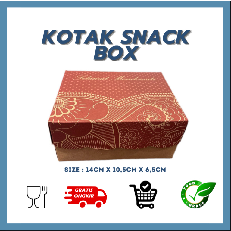 DUS KOTAK SNACK BOX UK. 14X10X6,5CM R3 MOTIF BATIK MERAH (HS) - KOTAK SNACK R3 BATIK MERAH